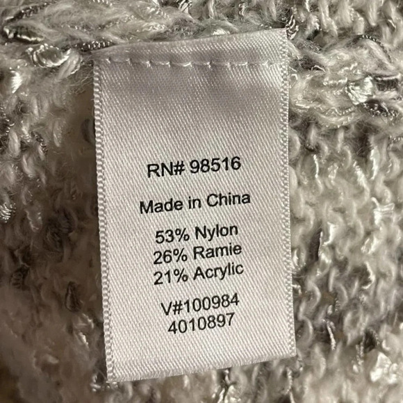 Coldwater Creek Women's Gray & White Alternate Knit Pullover V-Neck Size L 14-16 - Picture 5 of 7